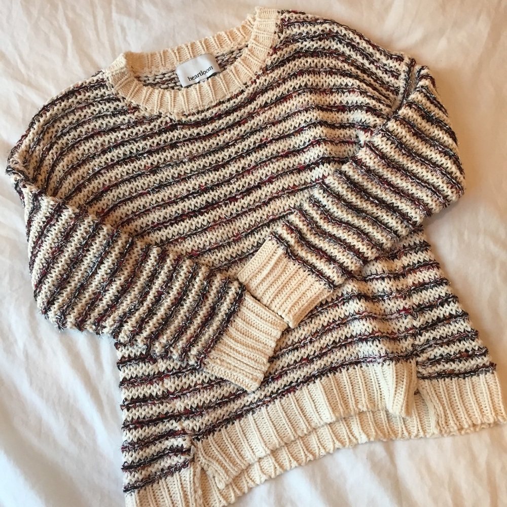 NWOT Cozy Metallic Stripe Heartloom Sweater